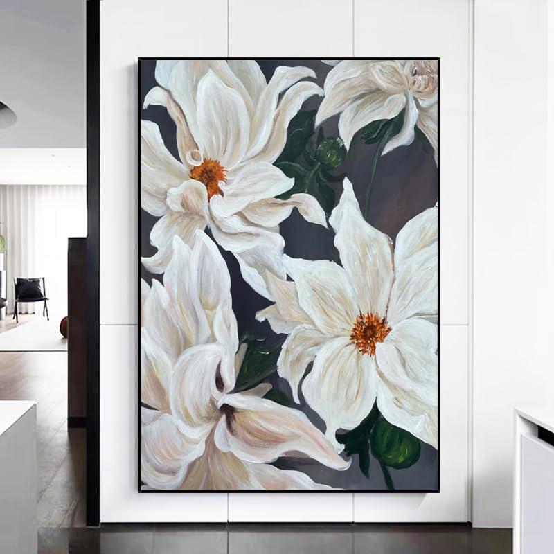 Générique Tableau Sur Toile, Peinture À L'Huile De Fleurs 100% Peinte À La Main Sur Toile, Art Mural Moderne, Original, Sans Cadre, Texture, Décoration...