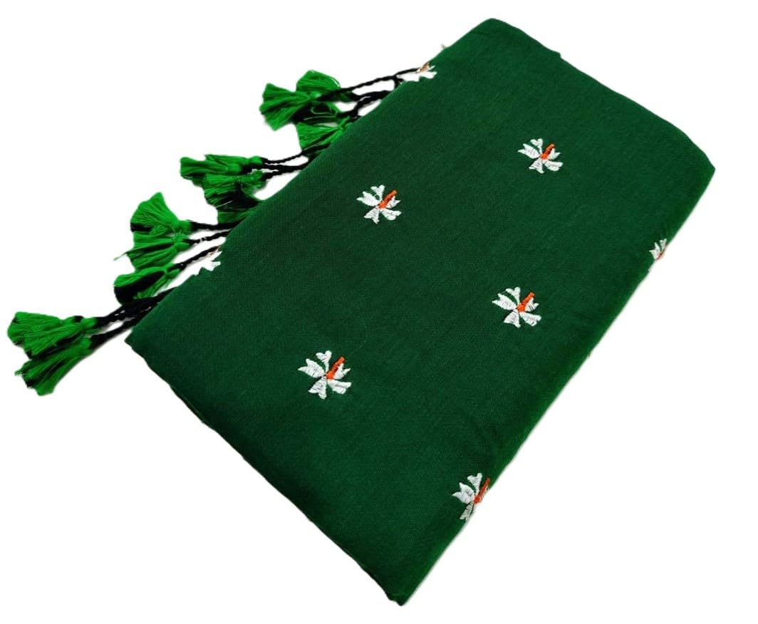Women's Floral Embroidered Handloom Pure Cotton Saree