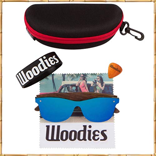 Woodies Oversize Flat Lens Mirrored Walnut Wood Polarized Sunglasses for Men and Women | 100% UVA/UVB Protection3