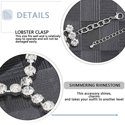 ELABEST Long Rhinestone Necklace Layered Y Necklaces Crystal Choker Necklace Dainty Wedding Bridal Bridesmaid Jewelry for Women4