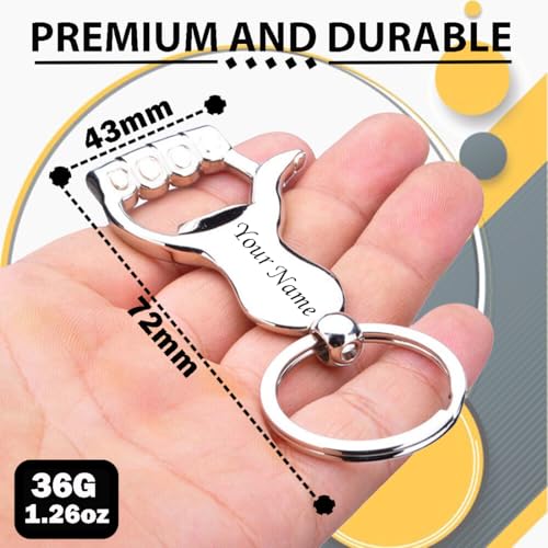 Image of Multifunctional Bottle Opener Customized /Personlised Your Name On Keychain - Durable Key Ring Opener for Beer Bottles - Ideal Gift for Men and Women Pocket Size Easy to Carry (Silver Shine)