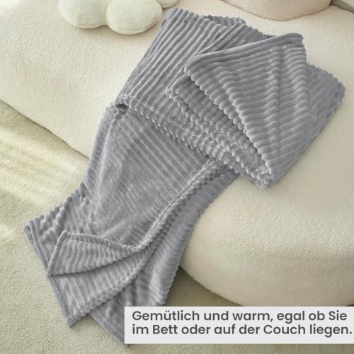 WOLTU Kuscheldecke Flanell Flauschig, Fleecedecke 150x200 cm Grau – Ansicht 5