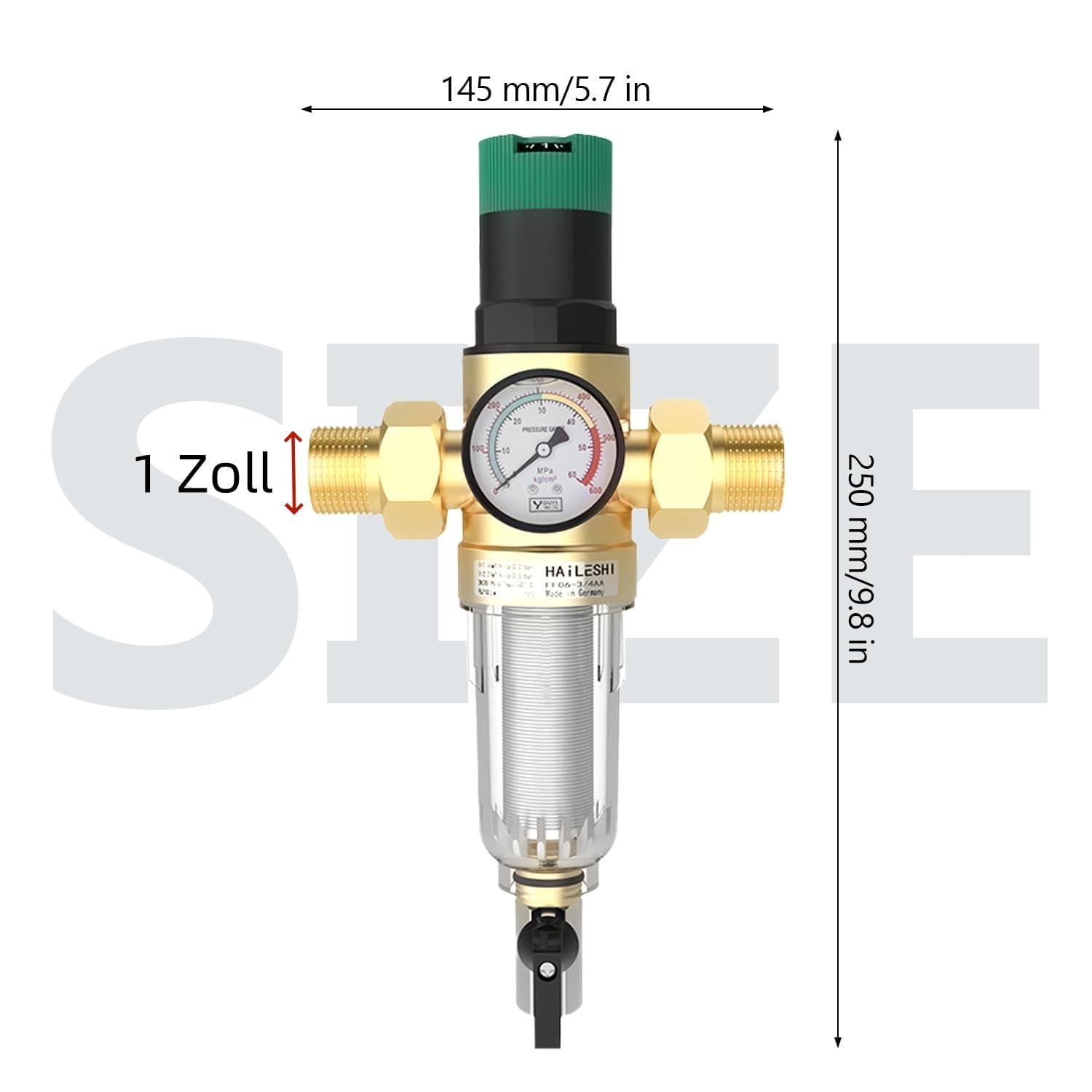 1 de Pulgada Regulador Presion Agua, Latón Engrosado Ajustable Regulador de Presion Agua, Reductor de Presion de Agua Con Filtro y Manómetro, Adecuado para Residencias, Edificios y Fábricas