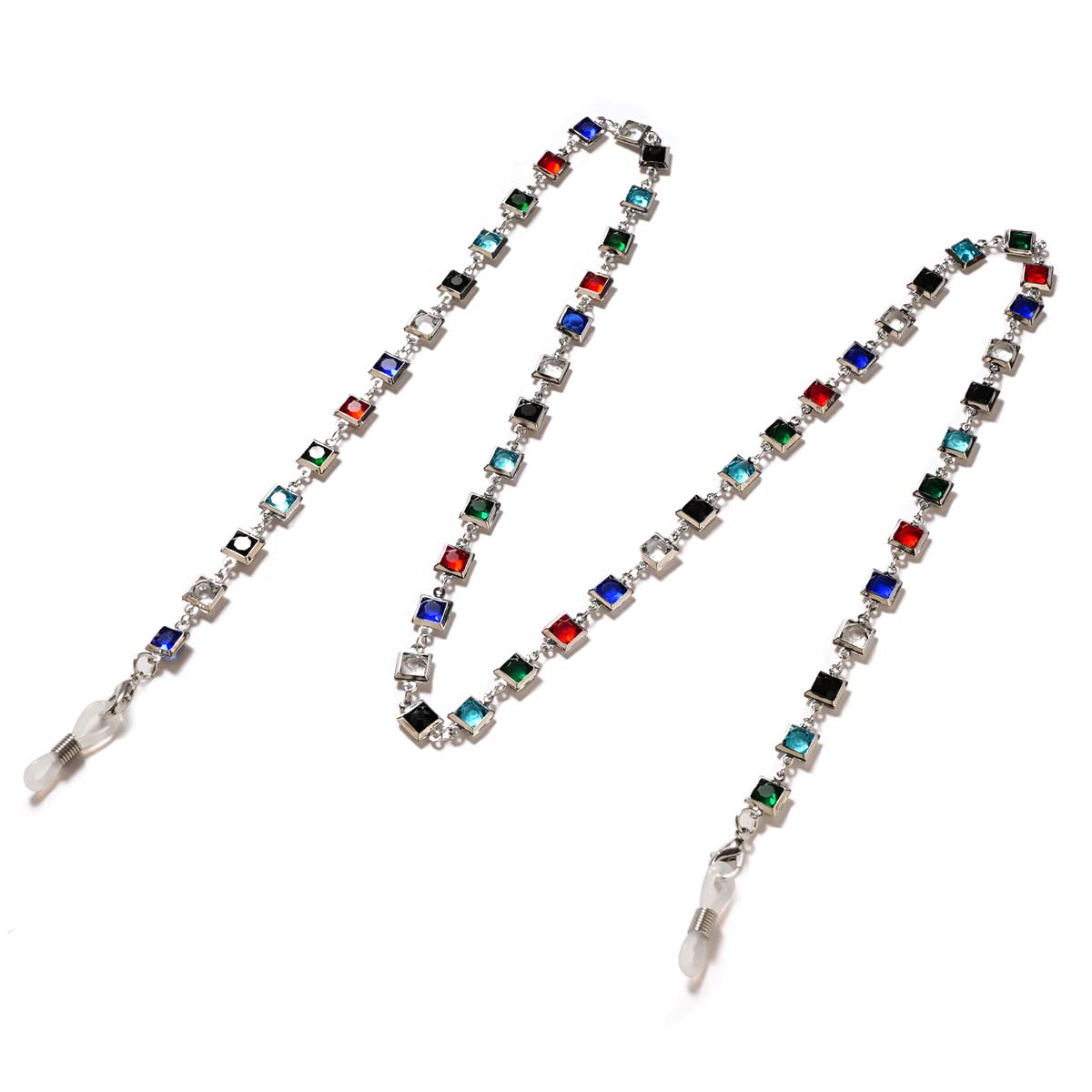 Schlichte, vielseitige Brillenketten, Stilvolle Brillenkette, Metall-Brillenband, farbige Diamanten, Brillen-Haltekette for Damen