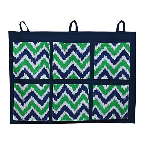 Bacati - Mix N Match Ikat Zigzag/Chevron Nursery Storage (Wall/Crib Storage Organizer, Navy/Green)