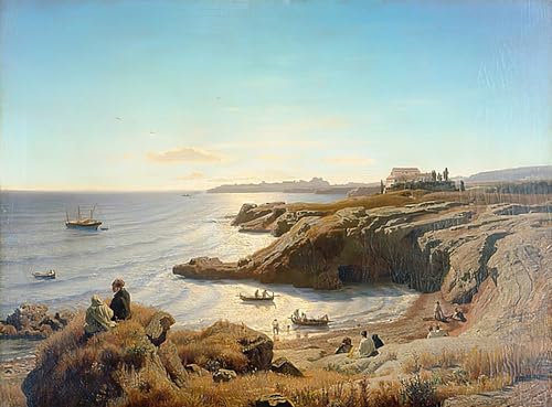 Près de Syracuse d'Andreas Achenbach impression sur toile décorative 60x90cm