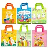 WertFix Osterbeutel-Set, 12 Stück Wiederverwendbare Ostergeschenktüten aus Vlies,12 Designs für Ostereiersuche & Festliche Dekoration (Ostern)