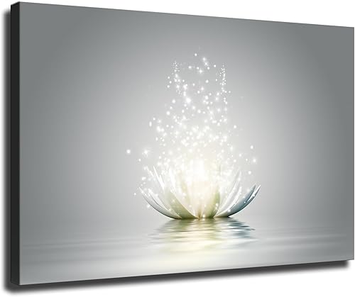 Póster zen con diseño de flor de loto blanco con flores de loto en el agua, impresión artística moderna para la habitación de los niños, dormitorio,