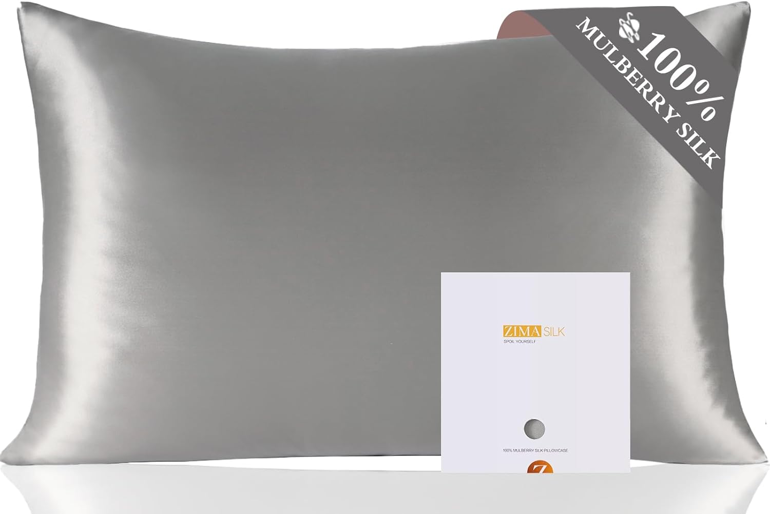 ZIMASILK 100% Mulberry Silk Pillowcase for Hair and Skin Health, Soft & Smooth, Both Sides Premium Grade 6A Silk, 600 Thread Count, with Hidden Zipper, 1pc (Standard 50×75 cm, Dark Grey) ZIMASILK 100% Mulberry Silk Pillowcase for Hair and Skin Health, Soft & Smooth, Both Sides Premium Grade 6A Silk, 600 Thread Count, with Hidden Zipper, 1pc (Standard 50×75 cm, Dark Grey)