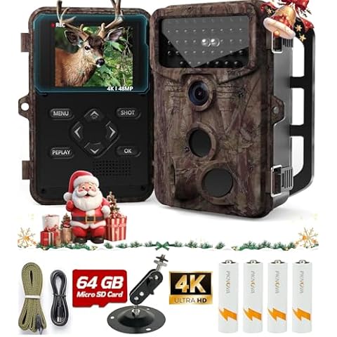 NEW VIEW Trail Camera - 4K 48MP Game Camera with Night Vision Waterproof IP66, 0.2s Trigger Motion Activated Hunting Trail Camera, 120° Wide Angle Deer Camera with 44 No Glow LEDs for Outdoor Wildlife Cover