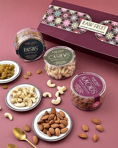 Image of HyperFoods Eid Mubarak Gift Box Cashews Almonds Walnuts 350 Grams Dry Fruits Gift Pack Ramzan Gift Hampers Dry Fruits Gifts Pack of 3 DryFruit Combo Pack DryFruits Pet Jars Pack of 3 Dryfruits