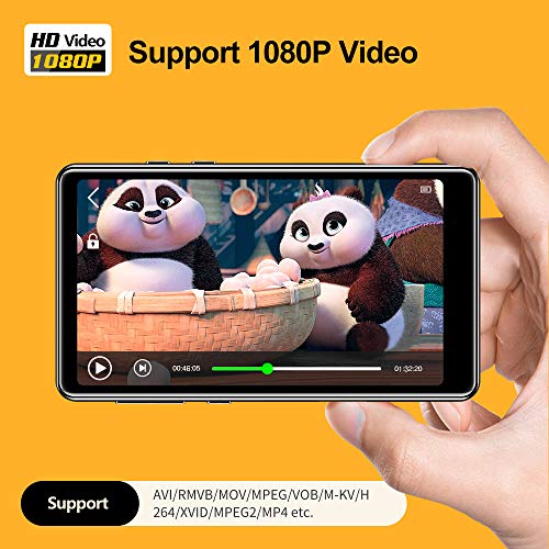 16GB MP3 Player with Bluetooth, Full Touchscreen HD Video Mp4 Mp3 Music Player with Speaker,FM Radio, Micro SD Slot, Headphones + Case Included, Expandable up to 128GB