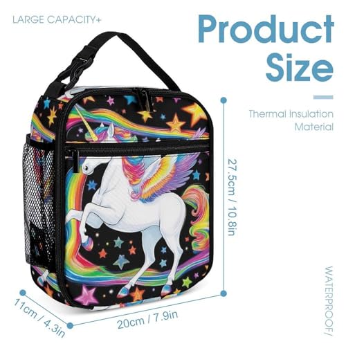 Backpack Lunch Box and Storage Bag Bookbag Set Colorful Space Rainbow Unicorns (4) Backpack Set Daypack with Lunch Bag and Cosmetic Bags4