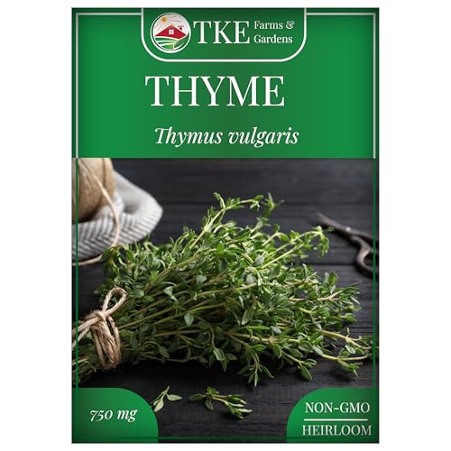 TKE Farms & Gardens - Thyme Seeds for Planting – Non-GMO, High Germination, Drought-Tolerant, 3500+ Seeds – Ideal for Indoor, Outdoor, Hydroponics, Containers, Herb Spirals, and Rock Gardens