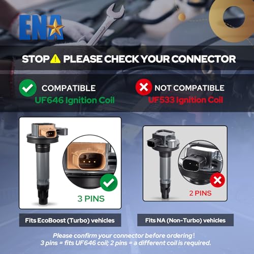 Image of Set of 6 Ignition Coil Pack Iridium Spark Plug 3.5 EcoBoost V6 Compatible with Ford F150 F-150 Flex Taurus Explorer Lincoln MKS MKT 2011 2012 2013 2014 2015 2016 2017 3.5L Turbo for DG549 SP534