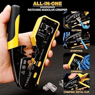RJ45 Crimp Tool Kit Pass Through Ethernet Crimper Kit All-in-one Ratcheting Modular Data Cable Crimper Kit