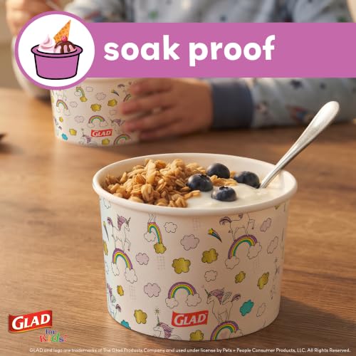 Glad for Kids Unicorn Disposable Paper Snack Bowls, 6 Oz, 26 Count | Fun kid-friendly design, for ice cream, fruit, and snacks, disposable, lids not included, party-ready - image 7