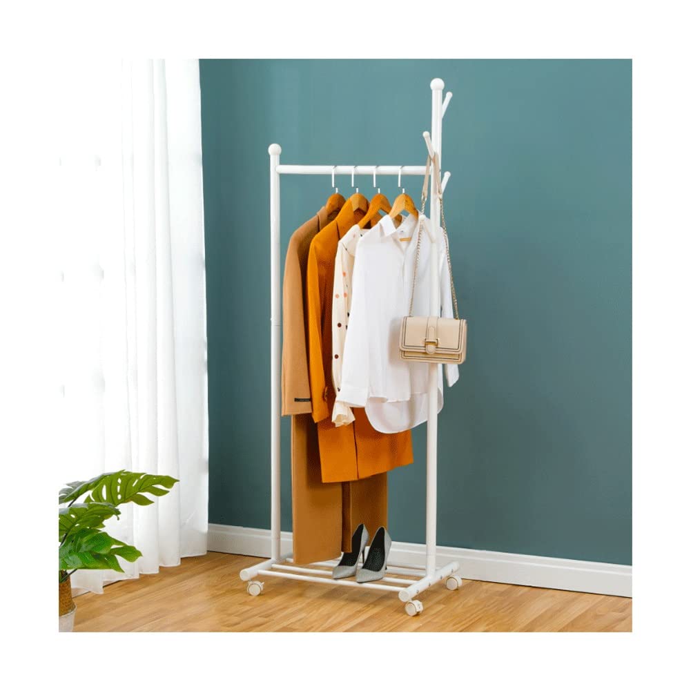 Aycdl White Small Rolling Clothes Rack With Shelves Sturdy Metal Garment Nizer For Bedroom Storage Green 68X43x170cm - Versatile Clothing Hanger With Wheels,-55X43x170cm