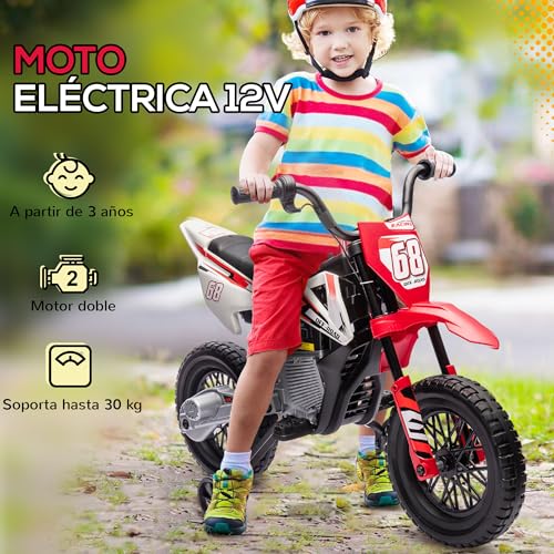 Variante de AIYAPLAY Moto Eléctrica Infantil 12V Rojo con Ruedas Auxiliares