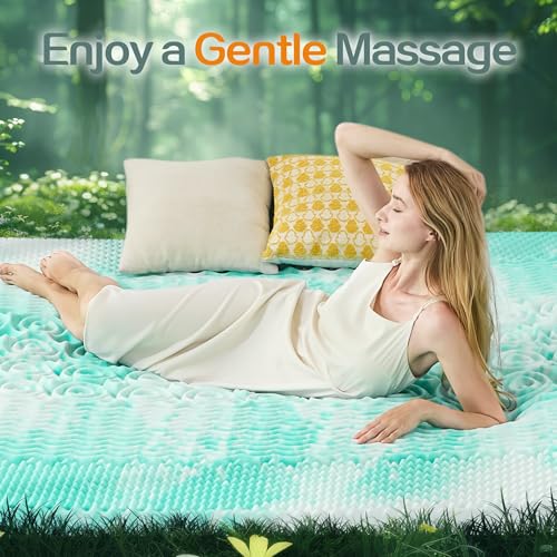 Image of SINWEEK Mattress Topper 5-Zone Memory Foam Mattress Topper Pressure Relieve Soft Mattress Pad, CertiPUR-US Certified, 2 Inch Queen Size, Green