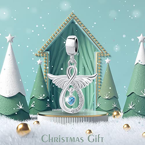 Qeensekc Wings Of Angel Charm Infinity Love White Crystal Dangel Bead For Pandora Charm Bracelet #TOP1