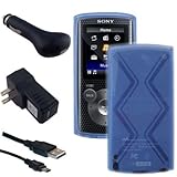 Accessories Bundle Kit for Sony Walkman NWZ-E383 NWZ-E384 NWZ-E385 MP3 Player, Translucent Blue