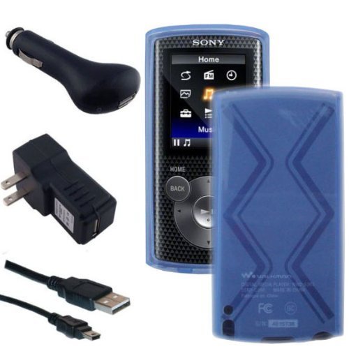 Accessories Bundle Kit for Sony Walkman NWZ-E383 NWZ-E384 NWZ-E385 MP3 Player, Translucent Blue