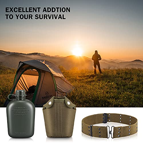 1 Quart Plastic Canteen Military Canteen Portable Military Water Bottle With Bottle Pouch Cotton Cover Bag And Waist Belt For Backpacking Hiking Camping Climbing Outdoor Activities #TOP5