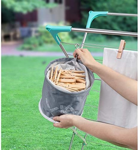 Tatkraft PEGGY Waterproof Durable Peg Bag + Starter Kit 20 Pegs Included, Hanger Clip and Drawstring Closure