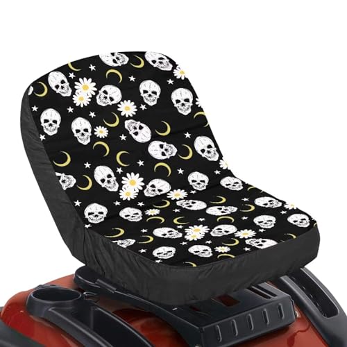 Tomeusey Skeleton Moon Daisy Lawn Mower Cover Fit Tractors Seat Covers Waterproof Heavy Duty Tractor Seat Backrests Durable Tractor Accessories