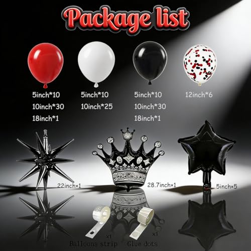 Image of Balloon Arch kit Red Black White Balloons Confetti Garland 132pcs