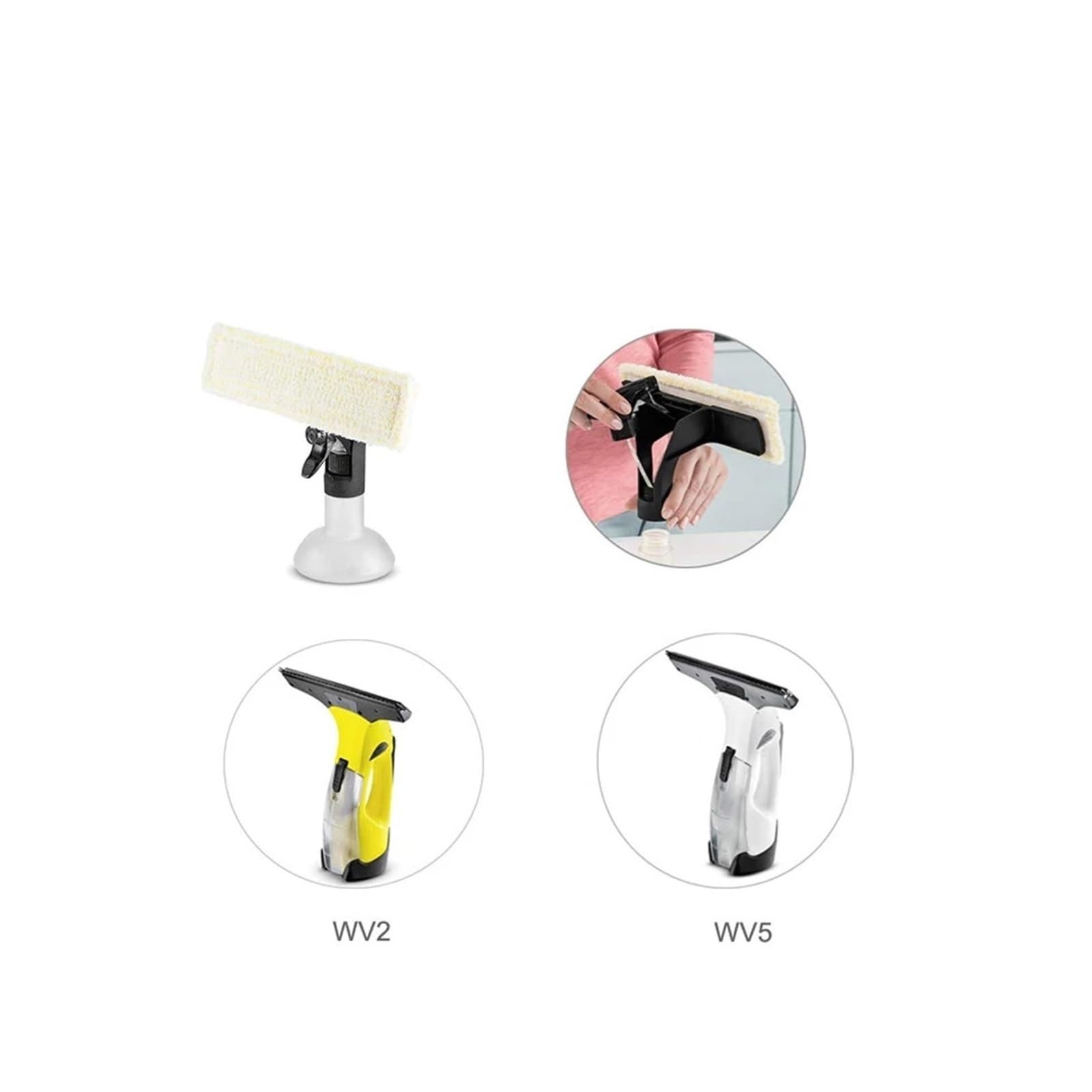 Aspiradora de ventanas, paño de fregona lavable, trapos de limpieza de vidrio, tira de goma, accesorios de repuesto, Compatible con Karcher,WV2 WV5(2pcs)