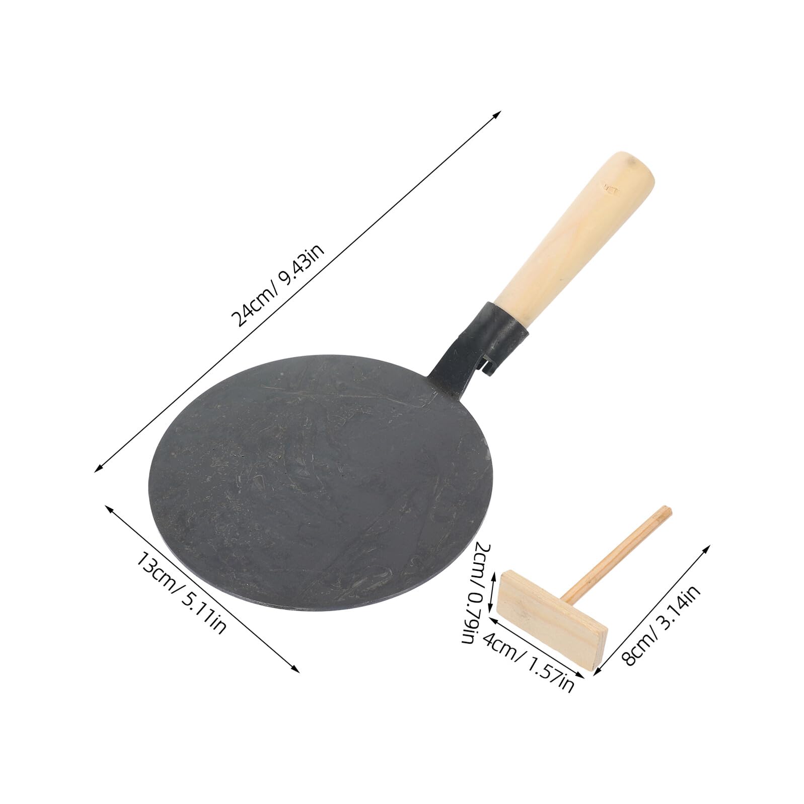 TOYANDONA Pfannkuchenpfanne aus Eisen mit Glatter Flacher Oberfläche und Holzgriff nicht Leicht Verformbar für Familienküche und Selbstgemacht Zuckerkunst