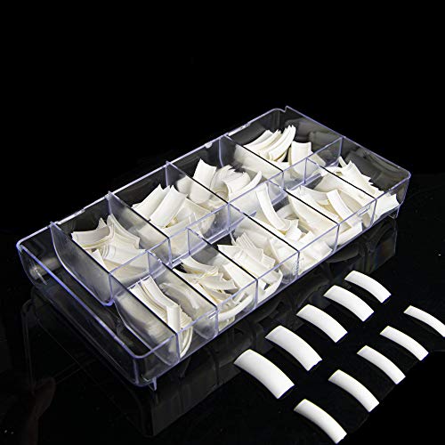 PROFICO 500 Stück Nagelspitzen Nageltips im Box | Französisch Halbabdeckung Acryl Künstliche Nägel | French Nail Tips | 10 Größen (White) Cover
