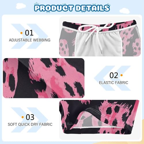 Pink Blocks Black Spotted Cute Colored Cats Boys Swim Trunks Swimsuits for Toddler Boy Swim Shorts Trunks 3-10T3