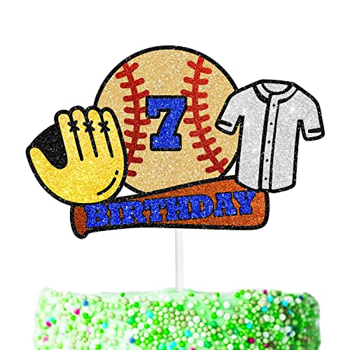 Baseball Player 7Th Happy Birthday Cake Topper - Perfect For A Baseball Themed Party For Kids, A Sports Party, Or A Boys And Girls Softball Themed Birthday Party Decorate - Sugargera #TOP9