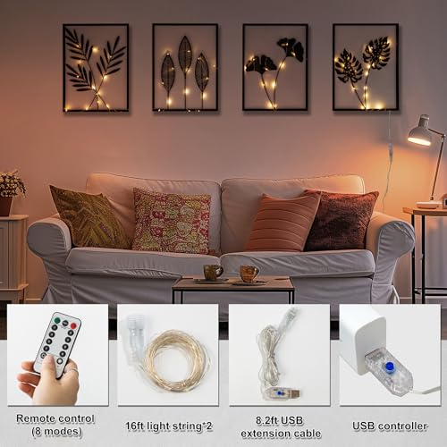 QXSXKJ Black Metal Wall Decor Framed, 3d Modern Metal Wall Art with Light, Minimalist Abstract Black Line Art DéCor, 4 Piece Home Art for Living Room Bedroom Bathroom - Image 5