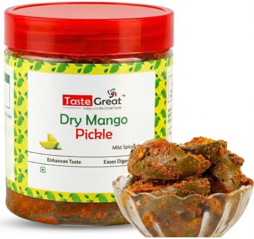Taste Great Authentic Bihari Dry Stuffed Mango Pickle (Bharua Achar) - 450g | Sun-Dried & Low Oil | Traditional Roasted Masala Sukha Aam ka Achaar | Bihar UP style recipe I Special sealed jar for no spill