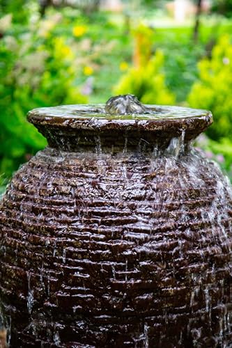 Aquascape 78207 Medium Stacked Slate Urn Fountain for Landscape and Gardens, 45 Inches Tall Dark Gray