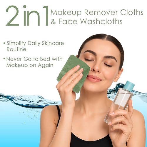 Image of DAN RIVER 12-Pack Premium 100% Cotton Sage Green Face Towels for Bathroom - Reusable Face Wash Cloths for Showering 12x12 Inches - 550 GSM Super Soft & Absorbent Luxury WashCloths for Body, Spa & Gym