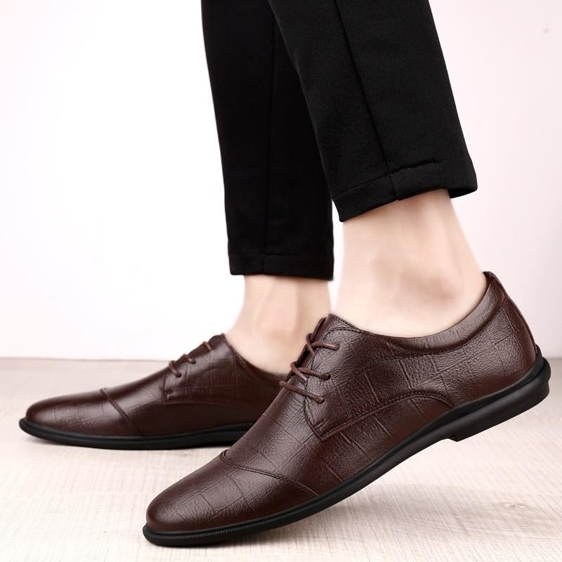 Luxury Leather Men's Oxford Dress Shoes Lace-up Cap Toe Anti-Slip Shoes for Office Business4