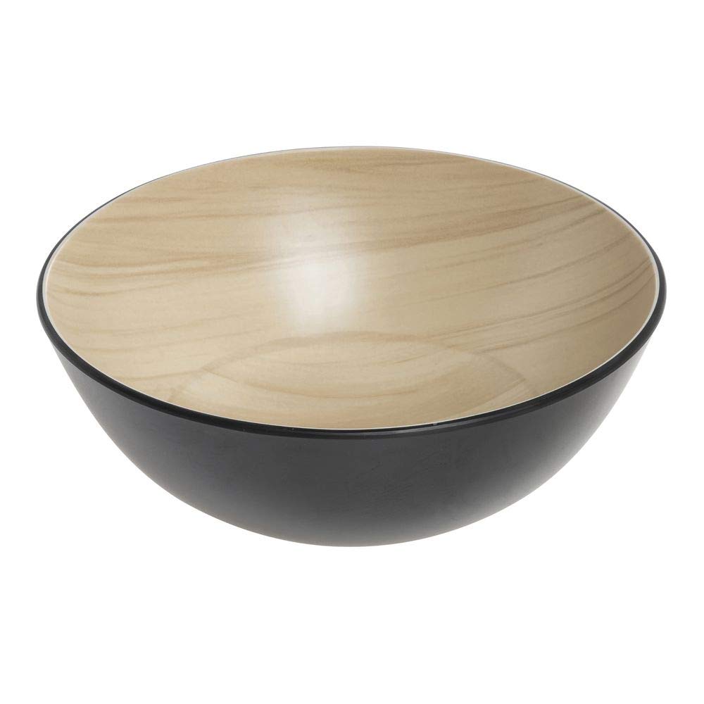 Black Melamine Serving Bowl with Light Wood Interior- 9 1/10" Dia by HUBERT – Melamine, Black, Model H0284-BLACK