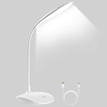 URAQT lampada da scrivania, Lampada da Tavolo, LED Luce di Lettura USB Ricaricabile, Pieghevole Tocco-Controllo Lampades, 3 Intensità di Luce Regolabili con 360° Girevole per Stanza Ufficio Lettura