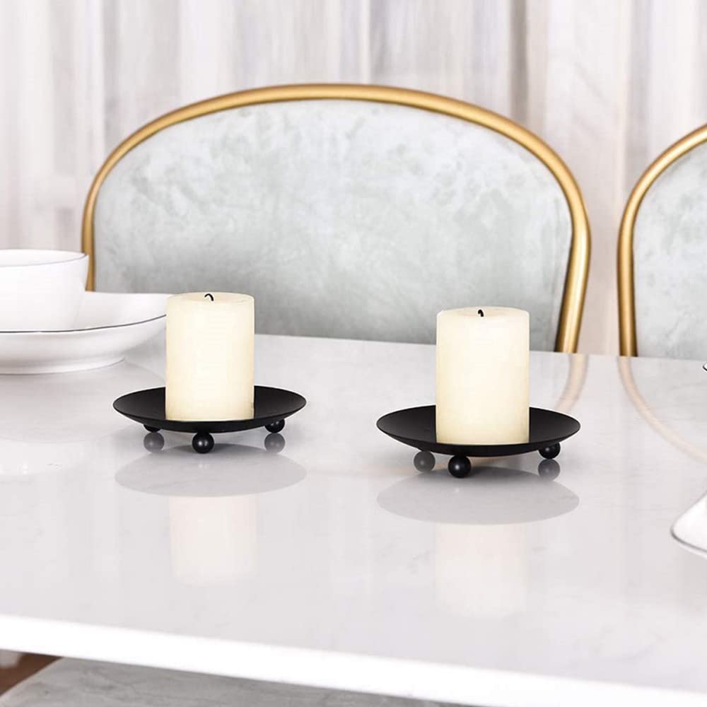 Lot De 4 Bougeoirs Ronds En Métal Noir – 10 Cm De Diamètre, Bord Relevé, Anti-goutte – Pour Bougies, Bijoux, Déco Mariage & Maison
