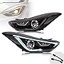 VLAND Projector Headlights Compatible For [2011 2012 2013 2014 Hyundai Elantra (Not Fit Coupe)] With Dual Beam Front Lamps Assembly, Driver & Passenger Side, (No include Bulbs)