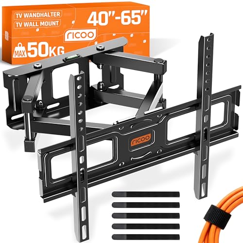 RICOO S5244 Support Mural TV 40 42 43 48 50 55 58 60 65 Pouces VESA 200x200 à VESA 400x400 Orientable Inclinable Rotatif Universel Fixation Murale TV