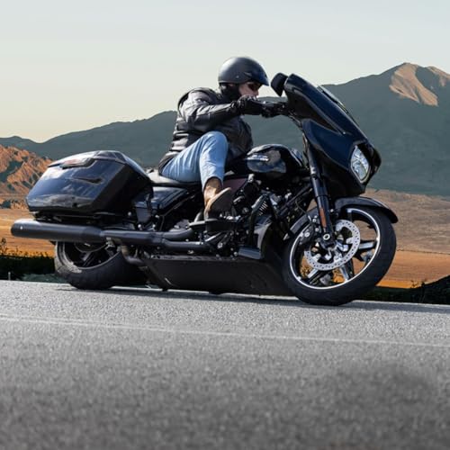 Image of Black Skid Plate for Harley Touring Street Glide Road Glide Road King CVO Road Glide Limited 2014-2023 2024 2025 Lower Engine Base Chassis Guard for Harley Davidson Accessories