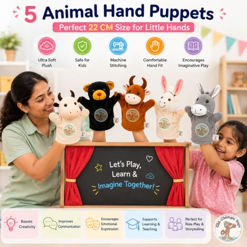 Image of Pack of 25 Animal Hand Puppets for Kids, Soft Plush Puppet Set, Educational Storytelling Toys, Role Play Learning Toys, Preschool Classroom Teaching Aids, Birthday Gift for Boy & Girls