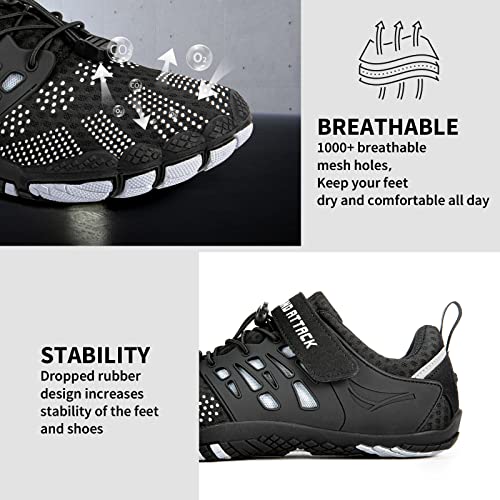 Grand Attack Barefoot Shoes Men Minimalist Lightweight Cross-Trainer Zero Drop Wide Toe Box Wrestling Weightlifting Walking Shoes Trail Running Sneakers Black Size 9 #TOP4