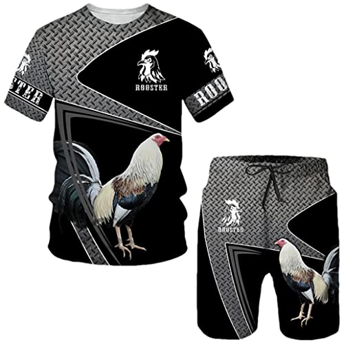 Survêtement homme été anti-transpiration t-shirt short coq 3D TS3278 XXL